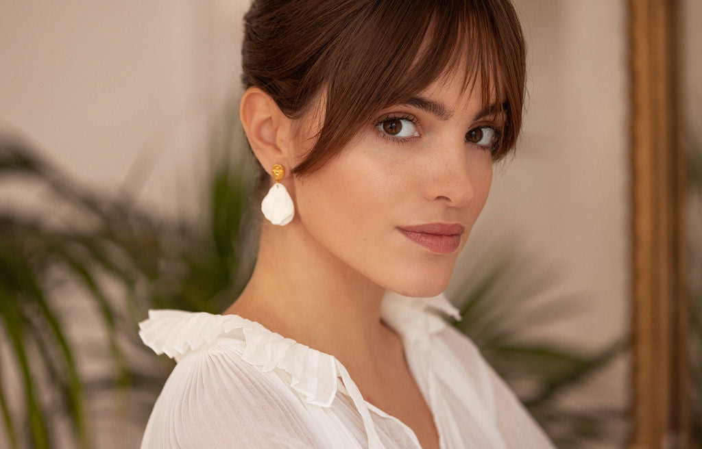 boucle d'oreille ginkgo porcelaine