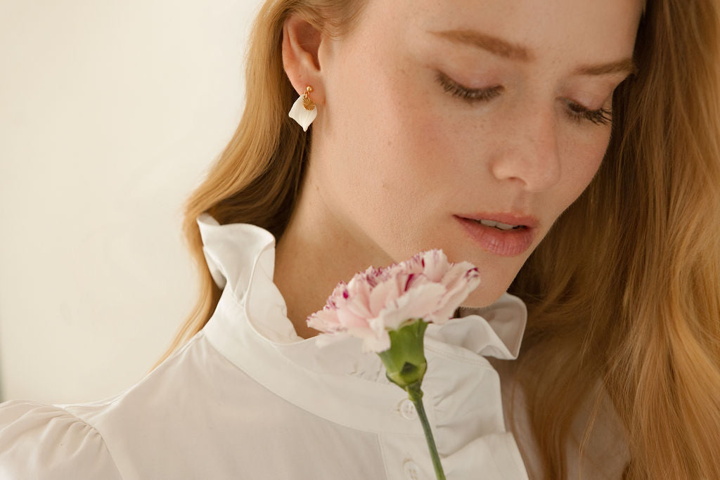 boucle d'oreille ginkgo porcelaine