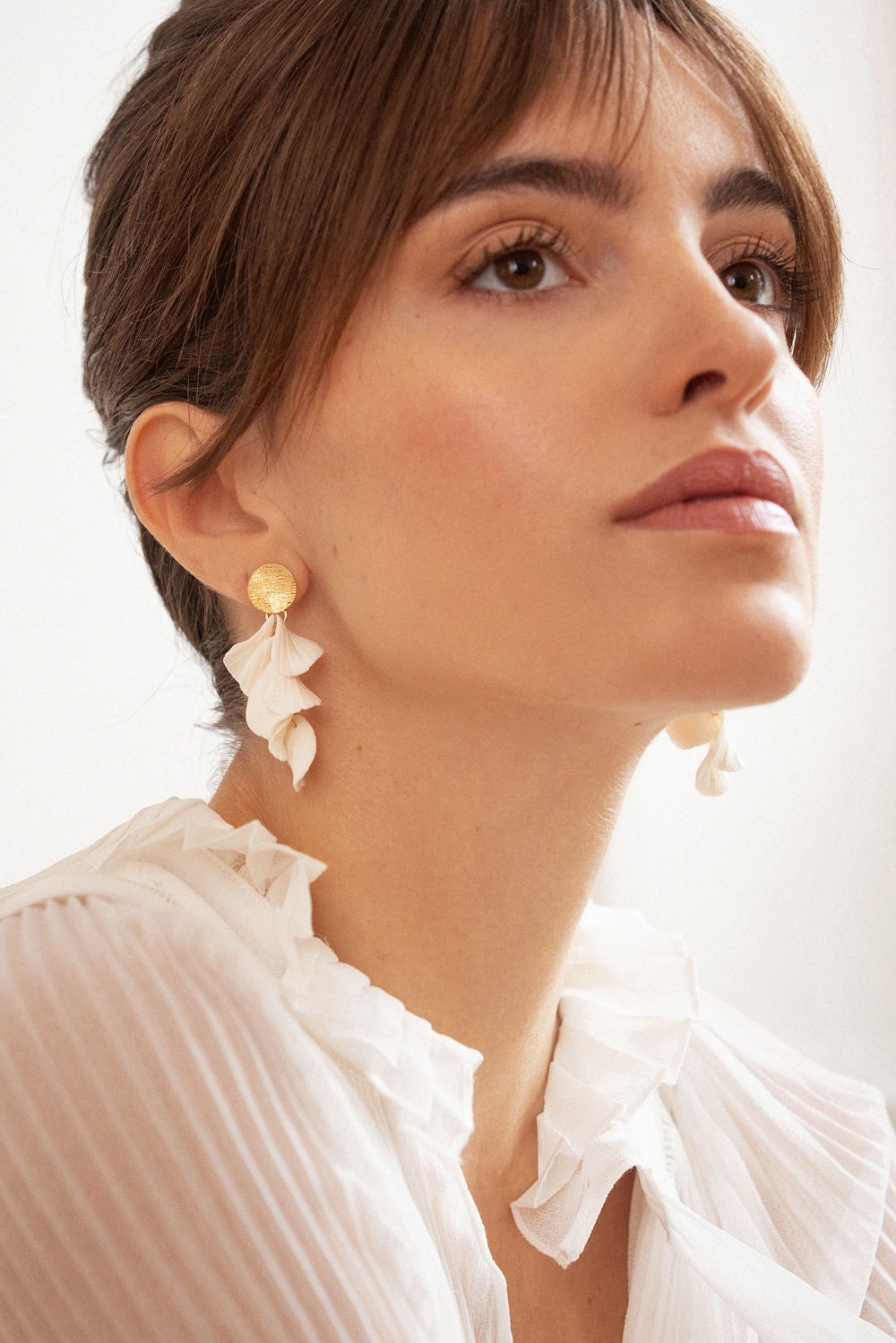 Boucles d'oreilles pendantes en porcelaine