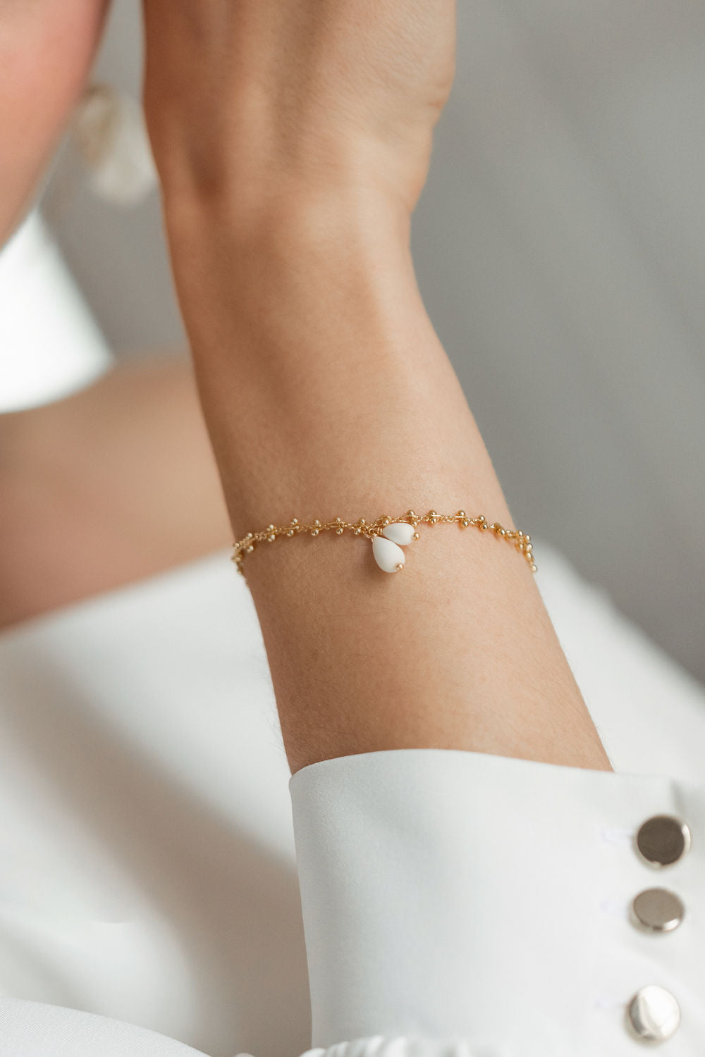 bracelet élégant or et porcelaine