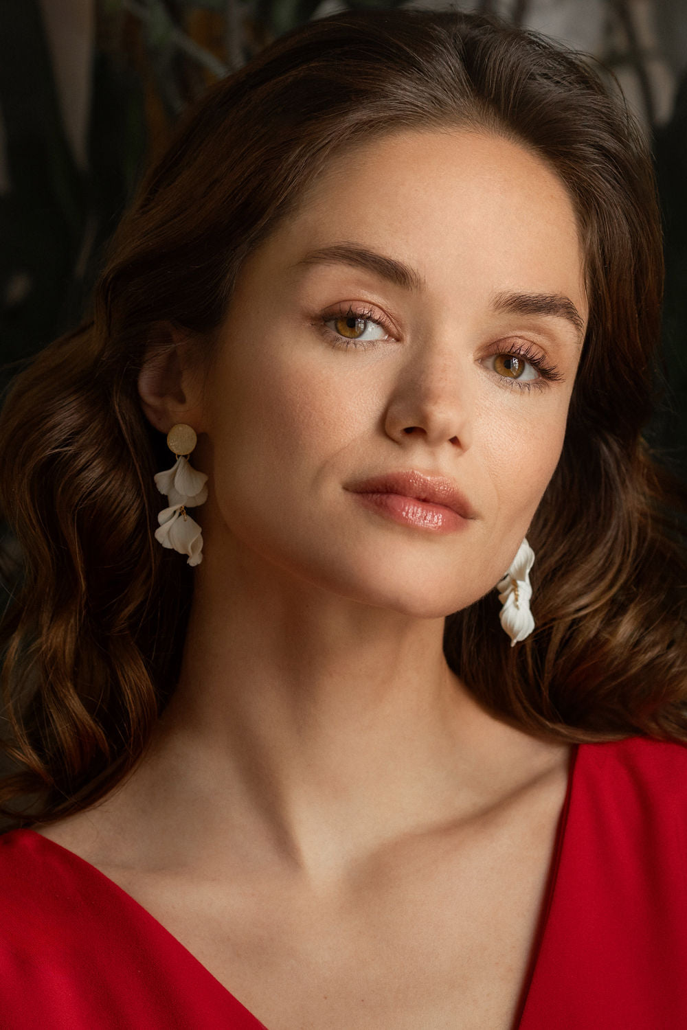 boucles d'oreilles en pétales de porcelaine