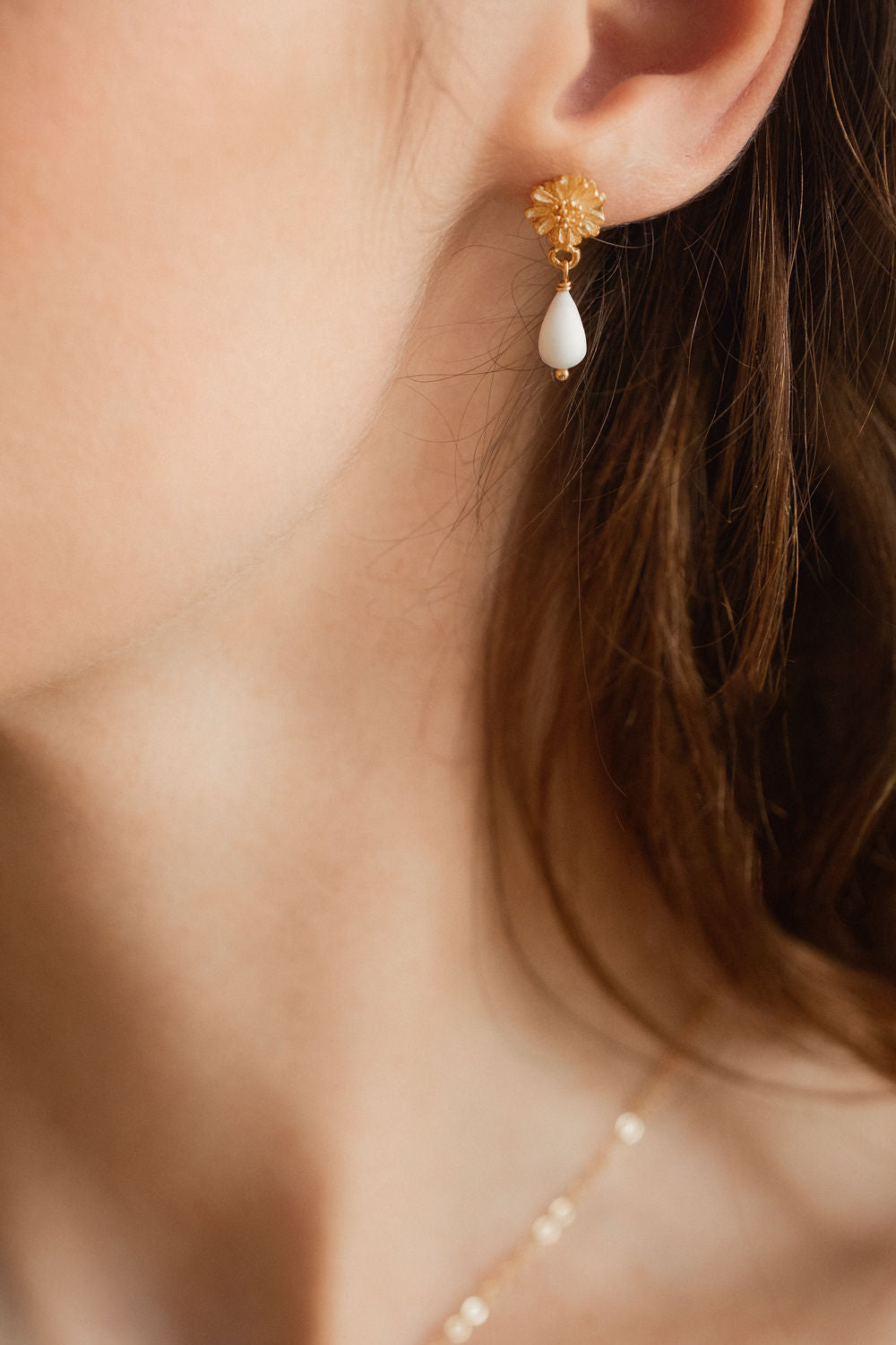 boucles d'oreilles fleurs et porcelaine