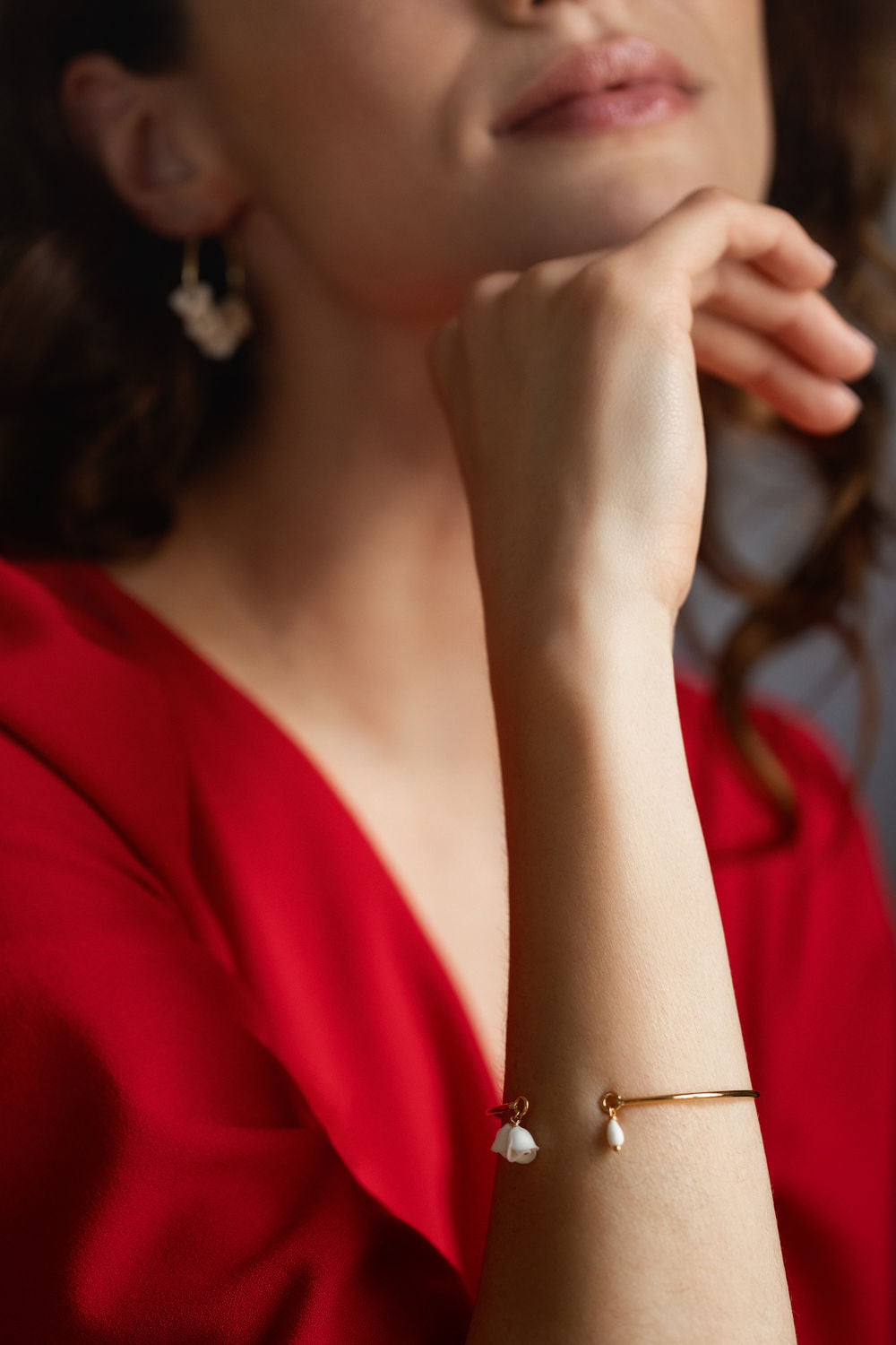 bracelet jonc doré et blanc porcelaine