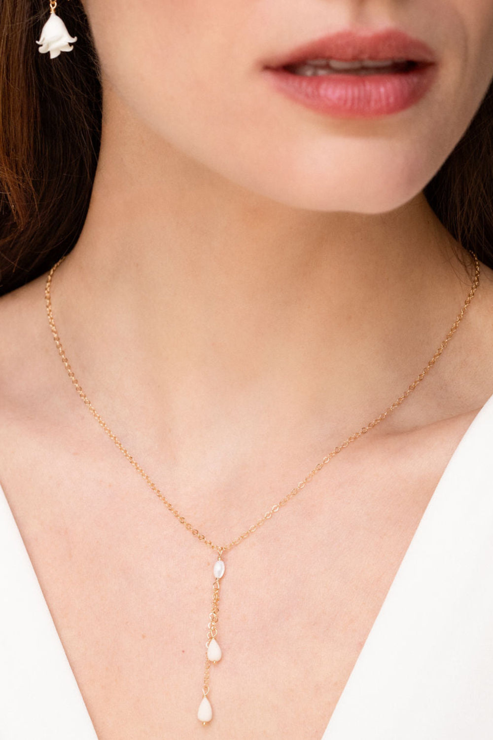 collier de mariée nacre et porcelaine