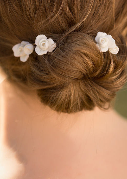 Pics à chignons de mariage en porcelaine Rita