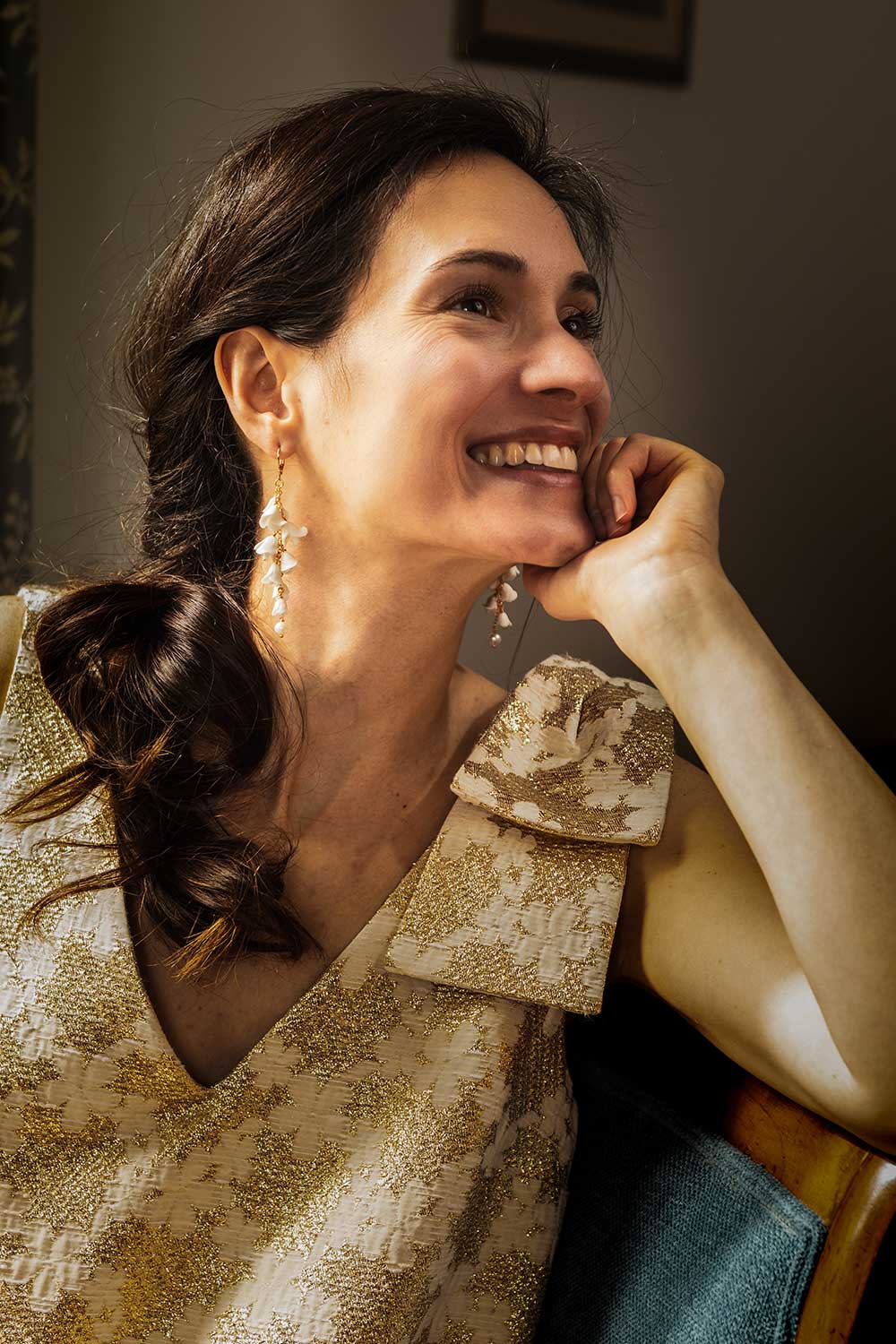 boucles d'oreilles pendantes en porcelaine