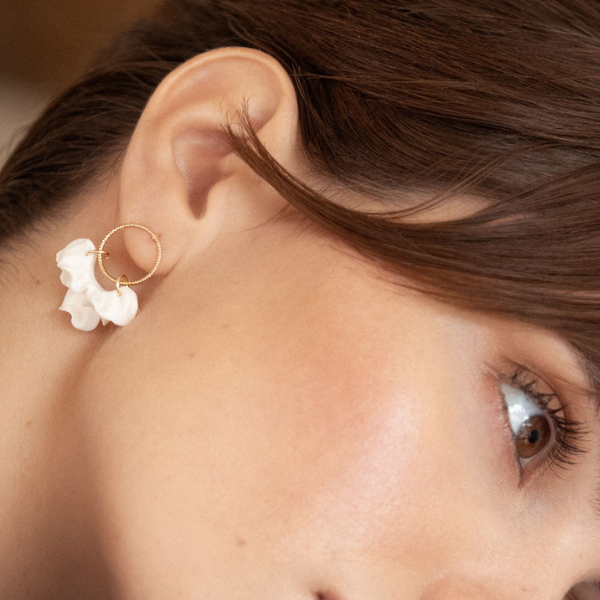 Boucles D'oreilles Pendantes Femme - Perles Porcelaine Rouge Vermillon/orangé - Crochets Alliage, Neuf Sans Emballage