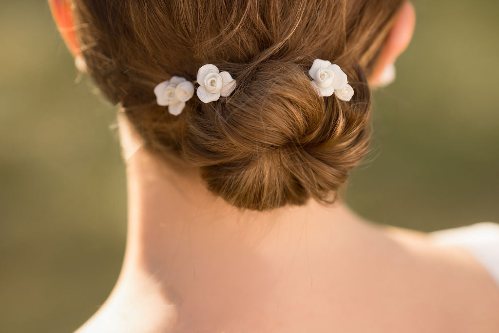 Pics à chignons de mariage en porcelaine Rita