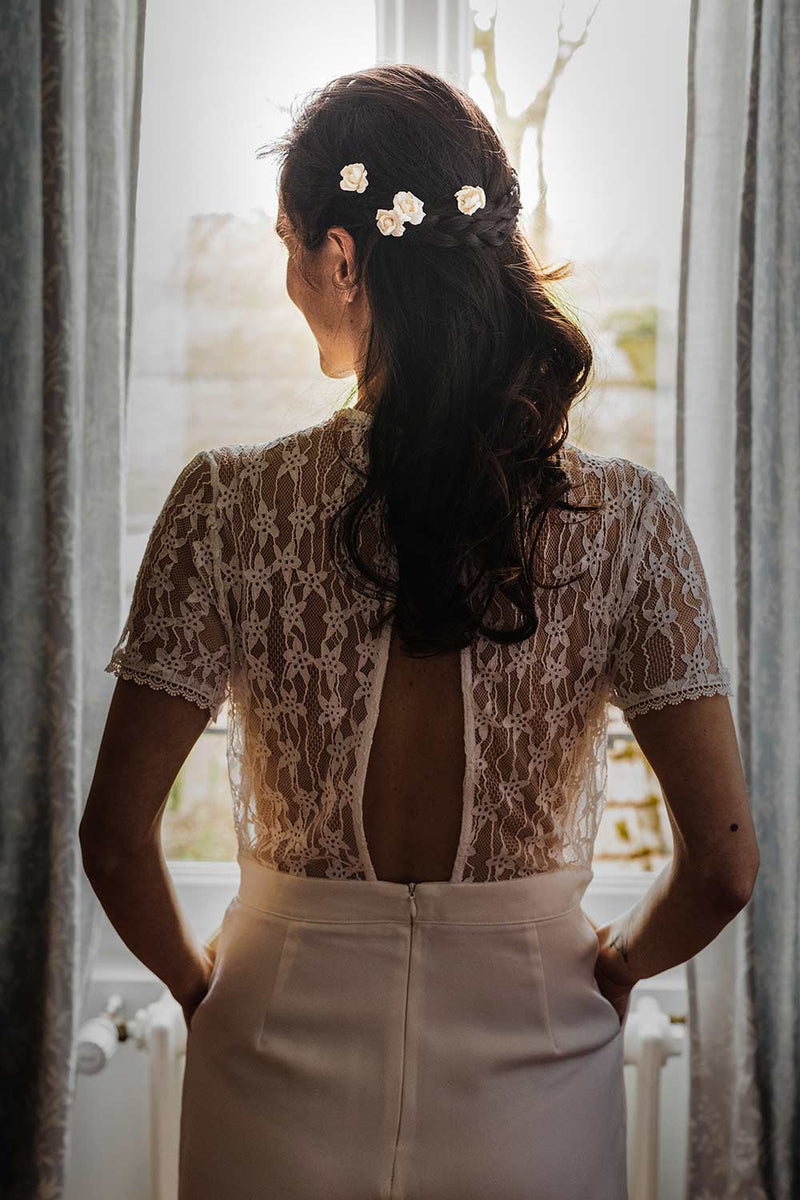 pics à cheveux de mariage en porcelaine